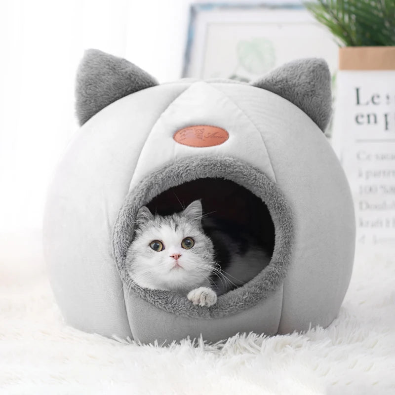 Nova cama para gatos com conforto para dormir profundamente no inverno, cesta pequena para cães, produtos para animais de estimação, tenda, caverna aconchegante, ninho para ambientes internos, cama para gatos