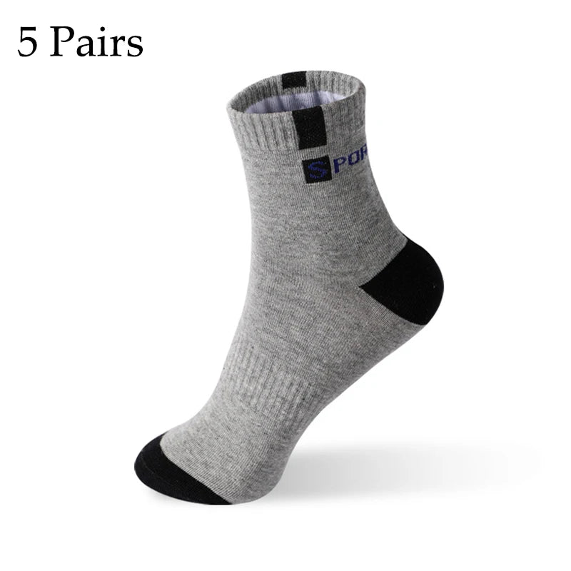 5 pares de meias masculinas de fibra de bambu, tamanho 37-43, outono e inverno, respiráveis, de algodão, esportivas, respiráveis, desodorantes, meias de negócios