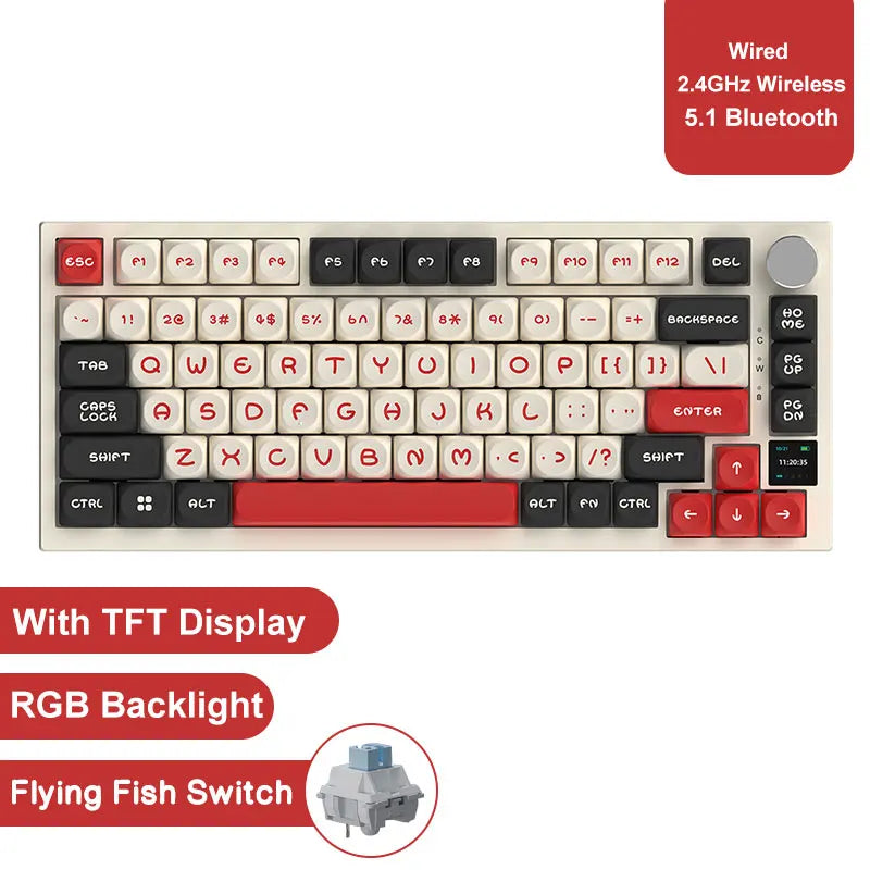 Teclado mecânico para jogos JAZZ AK820 / AK820Pro, 75%, 82 teclas, com fio (modo único) ou sem fio (Bluetooth), para laptop e PC.