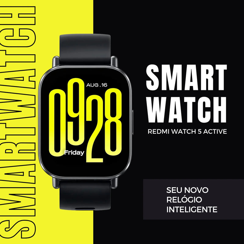 Relógio inteligente Redmi Watch 5 Active 2 polegadas LCD 60Hz Resistência à água 5ATM Monitor de sono e condicionamento físico Bateria de até 18 dias