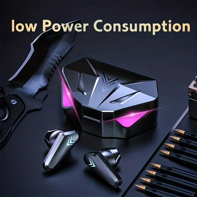 Fone de ouvido sem fio Bluetooth TWS com tela LED para jogos e microfone, fones de ouvido sem fio com cancelamento de ruído Bluetooth X15