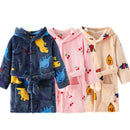 Pijama infantil de flanela para meninos e meninas, roupão para dormir no outono e inverno, roupa de dormir infantil macia com capuz, para crianças de 2 a 8 anos.