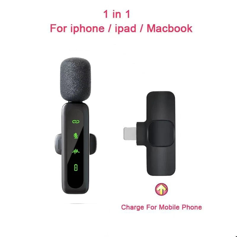 Microfone Lavalier Sem Fio com Bateria Recarregável de 80mAh, Clipe, para Podcast, Streaming, Vlogging e Gravação de Voz, Plug & Play