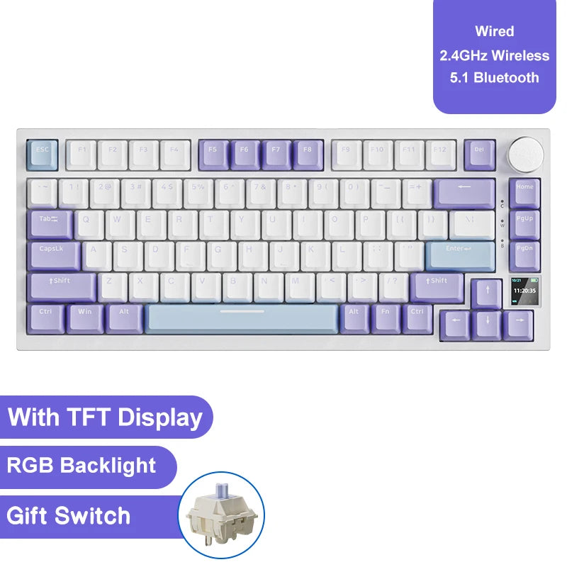 Teclado mecânico para jogos JAZZ AK820 / AK820Pro, 75%, 82 teclas, com fio (modo único) ou sem fio (Bluetooth), para laptop e PC.