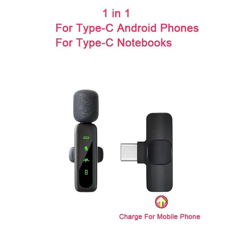 Microfone Lavalier Sem Fio com Bateria Recarregável de 80mAh, Clipe, para Podcast, Streaming, Vlogging e Gravação de Voz, Plug & Play