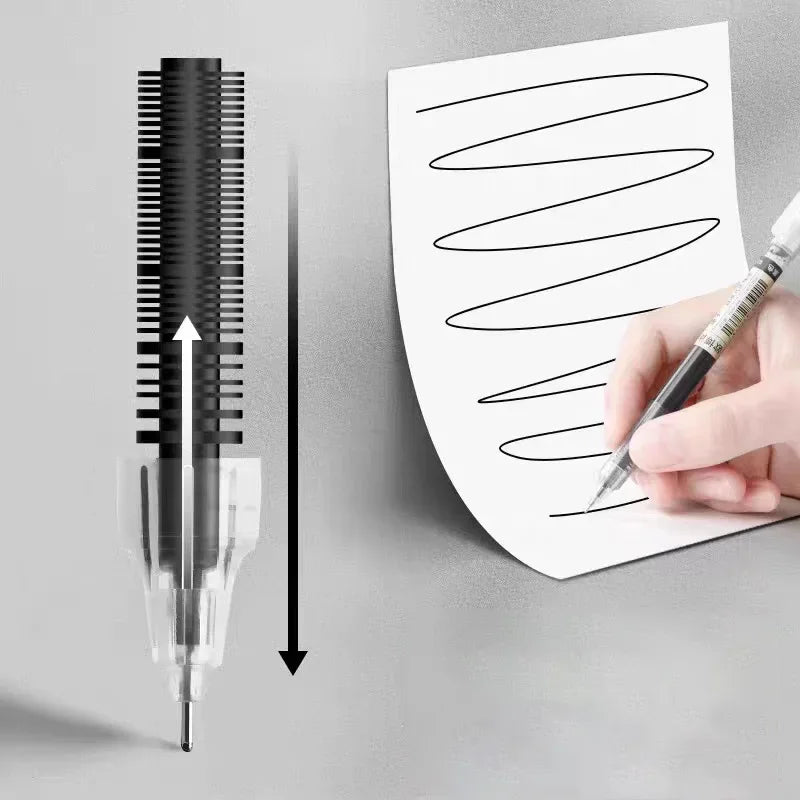 Conjunto com 10 Canetas de Gel Tipo Agulha de Alta Qualidade, Caneta Esferográfica de Líquido Reto, Papelaria Kawaii, Material Escolar e de Escritório para Escrita