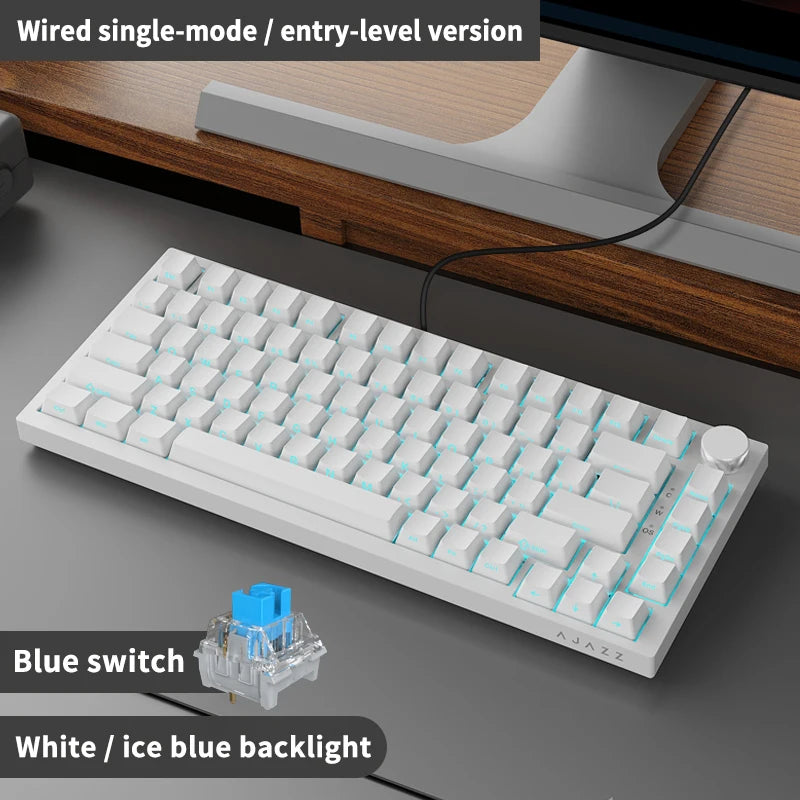 Teclado mecânico para jogos JAZZ AK820 / AK820Pro, 75%, 82 teclas, com fio (modo único) ou sem fio (Bluetooth), para laptop e PC.