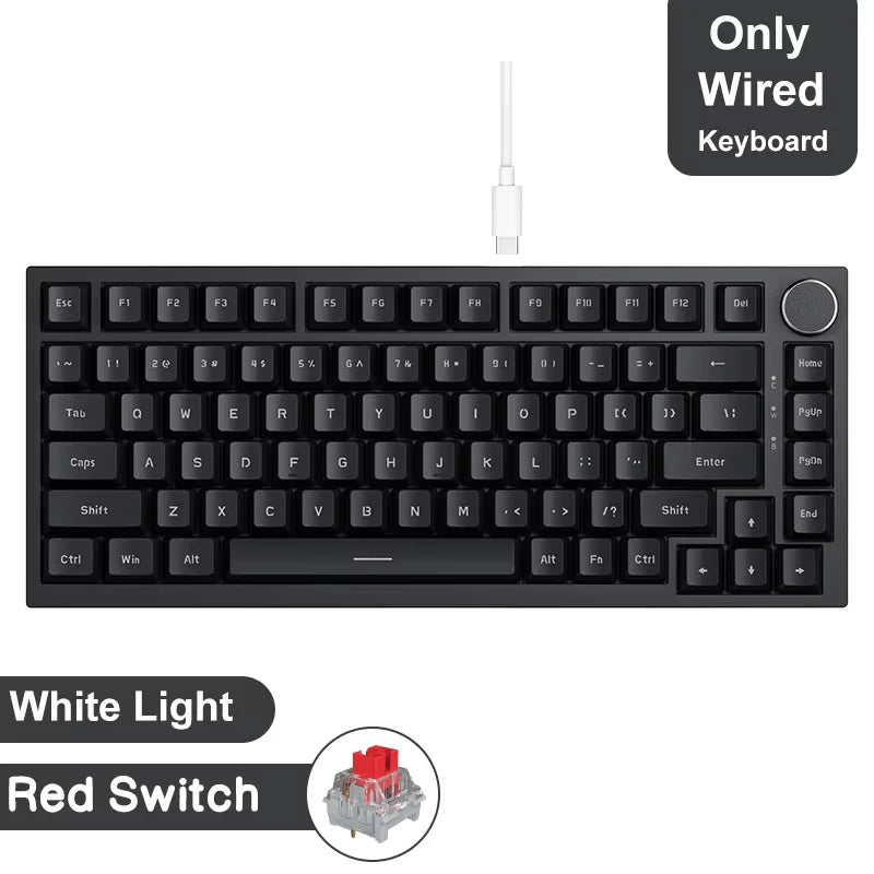 Teclado mecânico para jogos JAZZ AK820 / AK820Pro, 75%, 82 teclas, com fio (modo único) ou sem fio (Bluetooth), para laptop e PC.