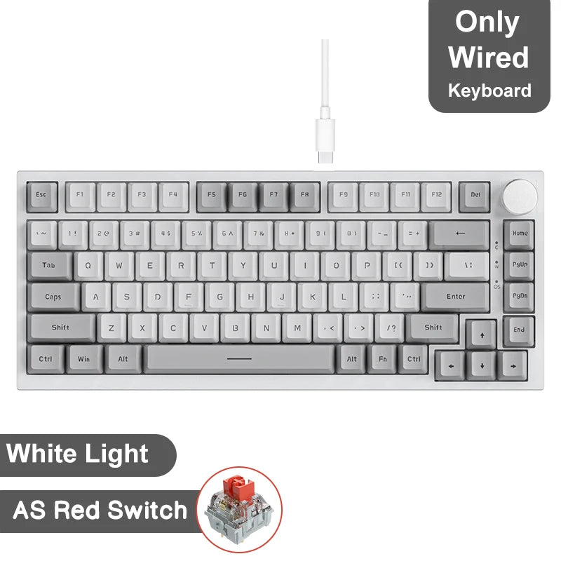 Teclado mecânico para jogos JAZZ AK820 / AK820Pro, 75%, 82 teclas, com fio (modo único) ou sem fio (Bluetooth), para laptop e PC.