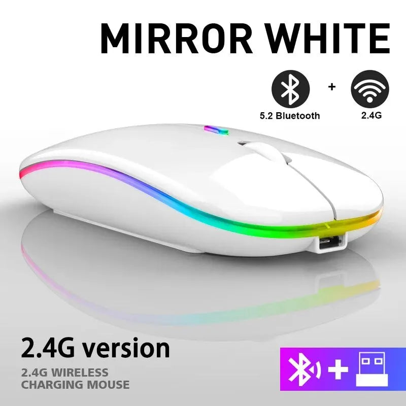 Mouse Sem Fio RGB Recarregável Bluetooth Mice Mouse de Computador Sem Fio LED